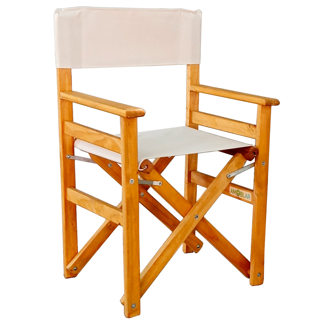 Sillón Director Plegable de Madera Roble Claro Lona Gruesa