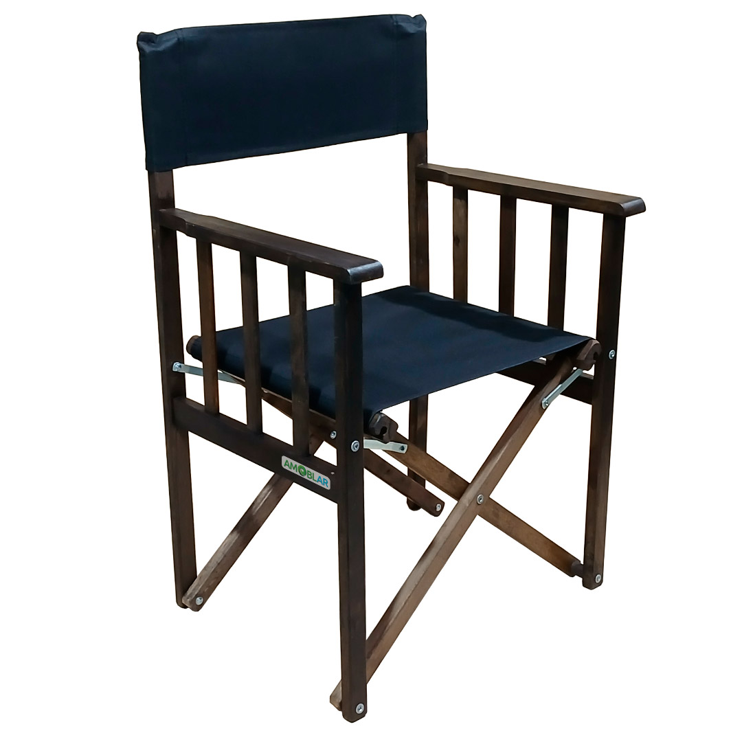 Sillón Director Plegable de Madera Dura Guatambu Roble Oscuro Lona Gruesa